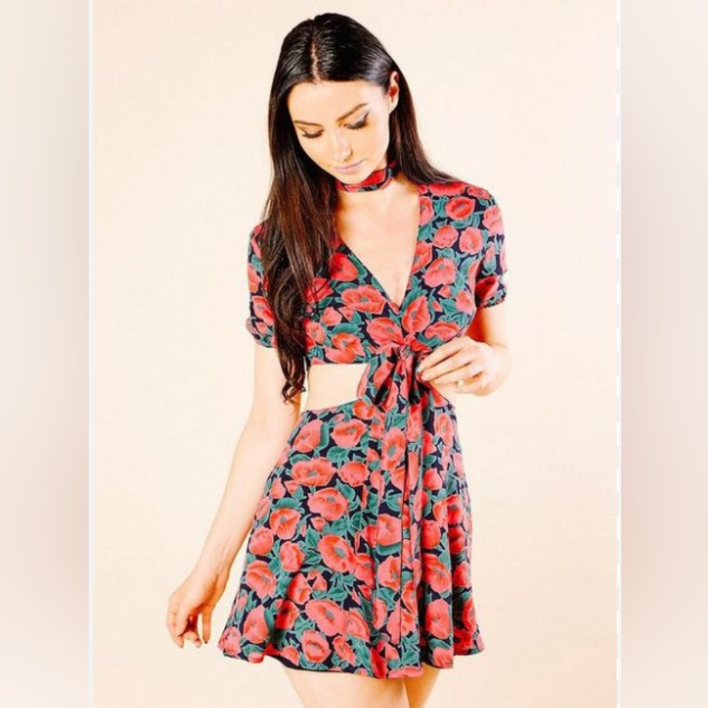 Valfre Cutout floral minidress